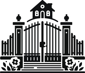 house gate  black vector