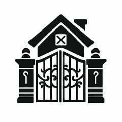 house gate  black vector