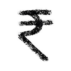 Hand drawn rupee currency symbol. Brush stroke doodle. Single element for design