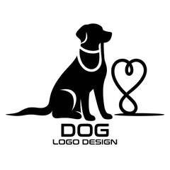 Dog With Leash Vector Logo Design