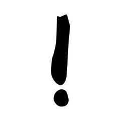 Hand drawn ink exclamation mark illustration in sketch style. Single element for design