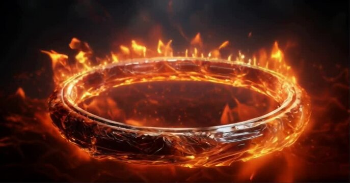 Fire  Ring on Black Background Stunning Abstract Fire Image,banner, web disign