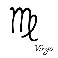 Hand drawn virgo zodiac sign Esoteric symbol doodle Astrology clipart Element for design