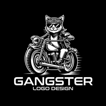 Ganster Cat Vector Logo Design