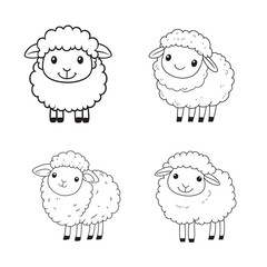 Collection of cute Sheep outline Design - Baby Sheep Vector illustration
