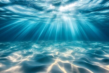 Ethereal Underwater Light Rays Illuminating Sandy Ocean Floor