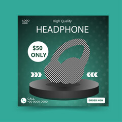 Headphone social media post and product post banner template
