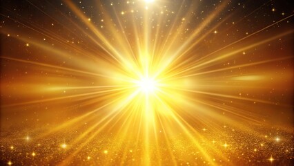 Fototapeta premium Bright radiant star in sunlit gold sky close-up