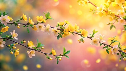 Delicate Blossoms of Springtime, Dancing on a Branch Against a Softly Blurred Background