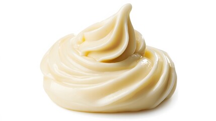Handful of mayonnaise. Swirl on white background. Clipping path. 