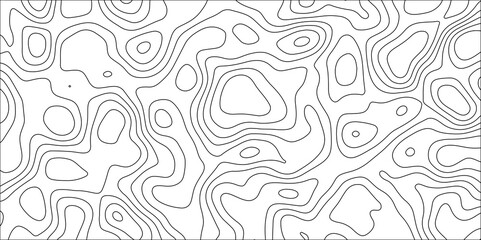 Abstract black & white topographic Contour Scheme and Terrain on old paper. Geographic mountain terrain. Contour map background. Cartographic Weave with seamless striped patterns and wavy Lines