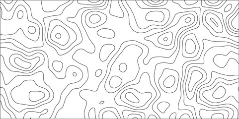 Abstract black & white topographic Contour Scheme and Terrain on old paper. Geographic mountain terrain. Contour map background. Cartographic Weave with seamless striped patterns and wavy Lines