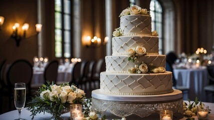 Wedding cake with flowers