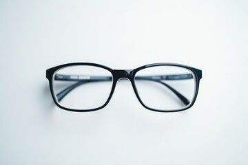 Black framed glasses on a white background.