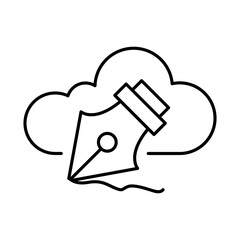 Cloud Writing Line Icon. Cloud Technology Editable Stroke Vector Illustration
