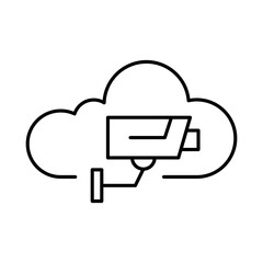 Cloud Surveillance Line Icon. Cloud Technology Editable Stroke Vector Illustration
