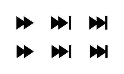 Forward icon set of media player element. Next track sign symbol