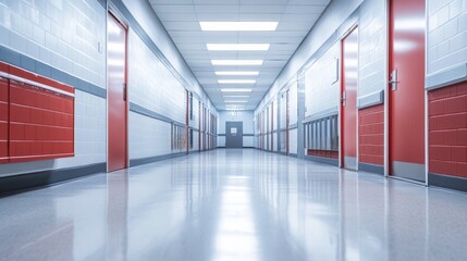 Fototapeta premium real photo of school hallway with copy space