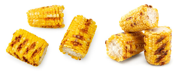 grilled corn isolated on white background. clipping path