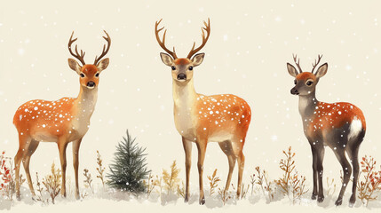 Fototapeta premium Cute Winter Animal Seamless Pattern Christmas Background