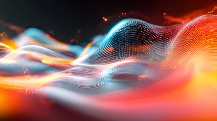 Abstract Wavy Background with Orange and Blue Lights