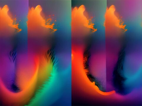 Wisps of coloured smoke in motion - Polyptych.