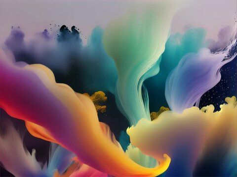 Wisps of coloured smoke in motion.