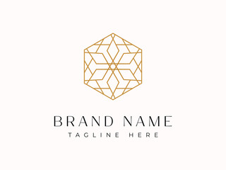 Fototapeta premium Luxury Geometric logo - Design a hexagonal Arabic Islamic ornament logo
