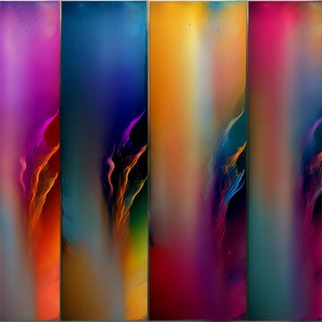 Wisps of coloured smoke in motion - Polyptych.