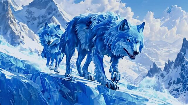 Blue Wolves Adventure on Ice Mountains 