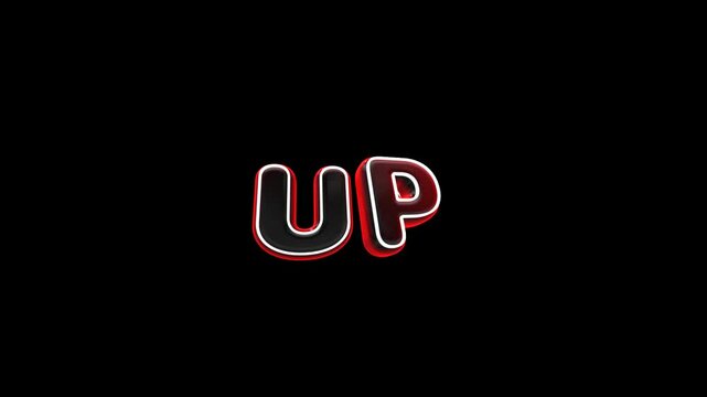 Animated Up Title Red Neon On Alpha Channel Loop