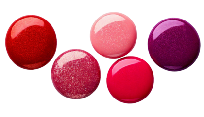 High-Quality Manicure, pedicure and enamel 4 colors, red, pink, dark red and beige, color swatch for Cosmetic company ad or  leaflet isolated on white background