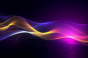 Flowing light lines create vibrant purple and yellow background, evoking energy