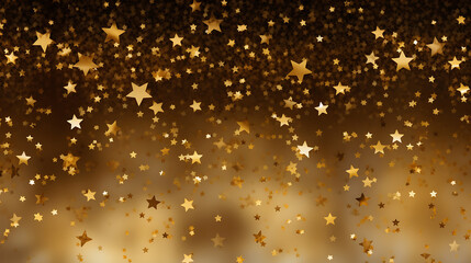 Golden stars glittering in abstract background create festive atmosphere