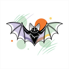Fototapeta premium Flying Bat Illustration with Geometric Background, Halloween Vector