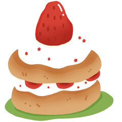 Pancake with strawberries and cream 