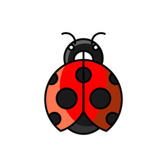 Vibrant Red Ladybug Icon, Cheerful Insect Illustration with Black Spots and Garden Theme