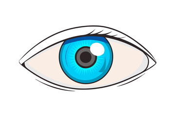 Serious thinking observing human eye on white