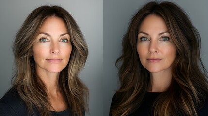 Create a social media post that highlights a patient's youthful look after a facelift, with clear before-and-after images