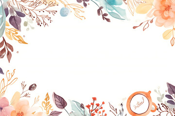 Floral watercolor frame with soft colors and delicate details