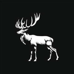 deer silhouette isolated on black. relevant for logos, ornaments, objects, prints and design additions. vector