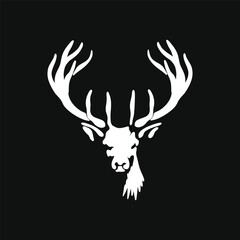 deer silhouette isolated on black. relevant for logos, ornaments, objects, prints and design additions. vector