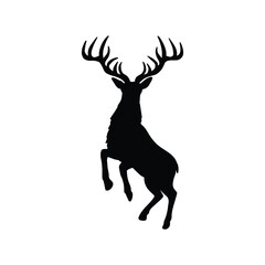 deer silhouette isolated on white. relevant for logos, ornaments, objects, prints and design additions. vector