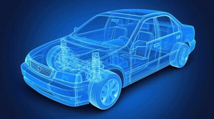 Futuristic Car with Digital Privacy Shield Visualization