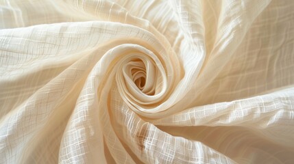 Soft satin fabric with intricate folds creating a swirl pattern and gentle texture