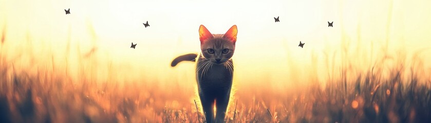 Warm Winter Night with Cat and Stars