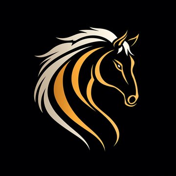 recommend clip art: Creative horse head logo illustration in brown over dark canvas design