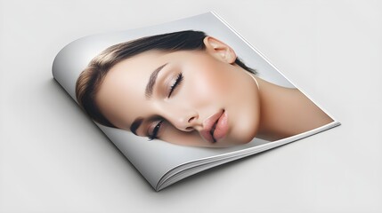 Obraz premium Sleek brochure design for a cosmetic clinic, focusing on before-and-after facelift case studies, showing natural, rejuvenating results with smoother skin and lifted features
