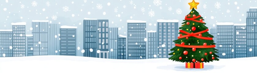 Obraz premium Glowing Christmas Scene in Picturesque Holiday Setting