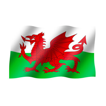 The national flag of Wales flies beautifully